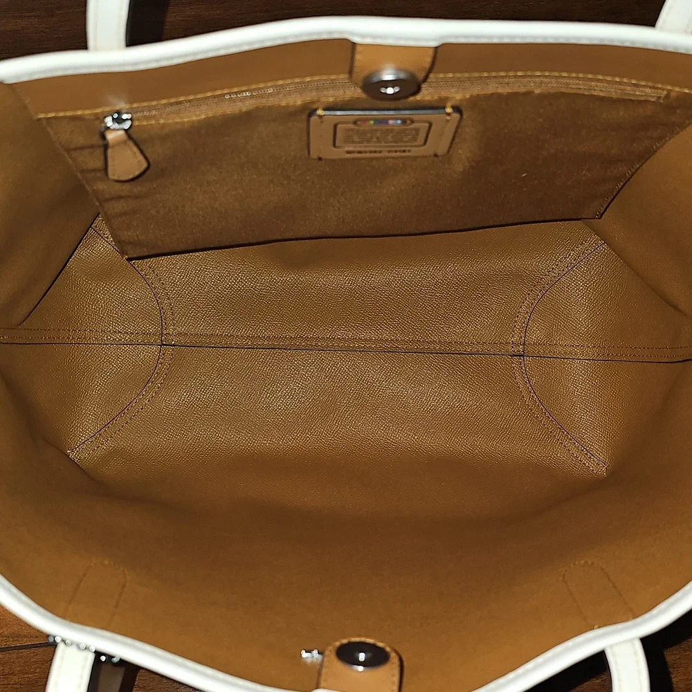 Coach Pride City Tote in Rainbow Signature Canvas & Leather Chalk - Picture 10 of 11